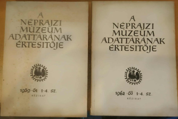 Morvay P�ter  (szerk.) - 2 db N�prajzi M�zeum adatt�r�nak �rtes�t�je (Adatlapon a kiad�s ideje)