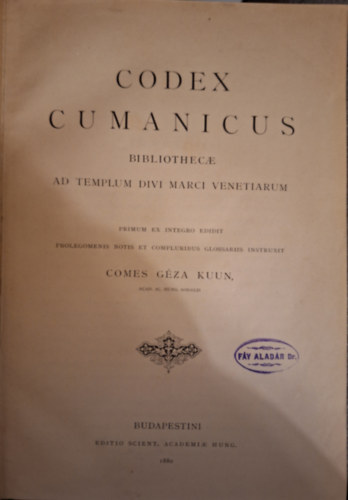 Géza Kuun - Codex Cumanicus