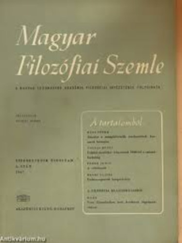 Szigeti Jzsef - Magyar Filozfiai Szemle