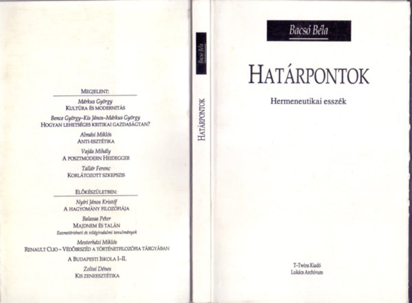 Bacs Bla - Hatrpontok - Hermeneutikai esszk (Alternatvk)