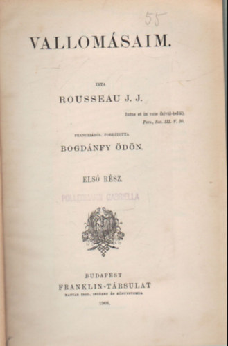 Rousseau J. J. - Vallomsaim I-II. (Egybektve)