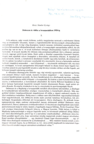 Hetey Sándor György - Debrecen és vidéke a lovasparádékon 1920-ig - dedikált - Különlenyomat