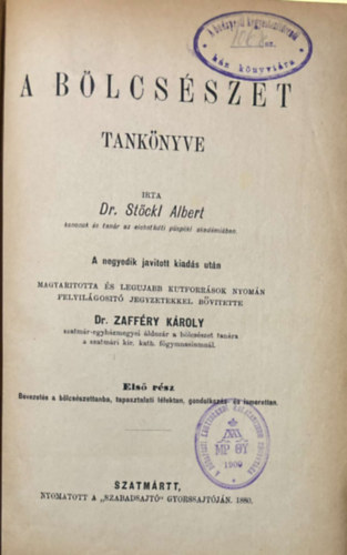 Dr. Stckl Albert - A blcsszet tanknyve I.