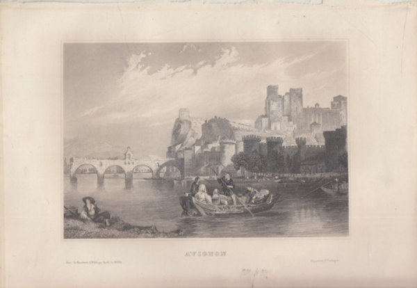 Avignon (vros, Franciaorszg, Eurpa) (16x23,5 cm lapmret eredeti aclmetszet, 1856-bl)