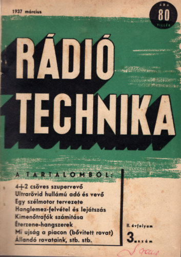 Paskay Bernát - Rádiótechnika 1937-1944 közötti vegyes számok egybekötve (12 szám)