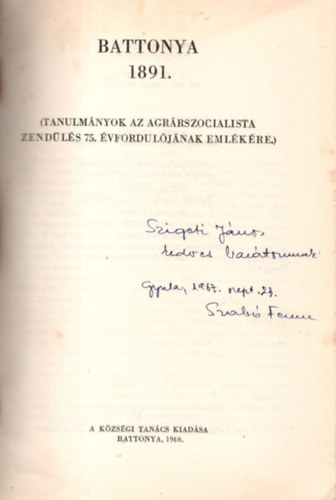 Szerk: Tak�cs L�szl� - Battonya 1891.