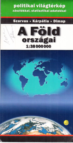A föld országai - politikai világtérkép zászlókkal, statisztikai adatokkal