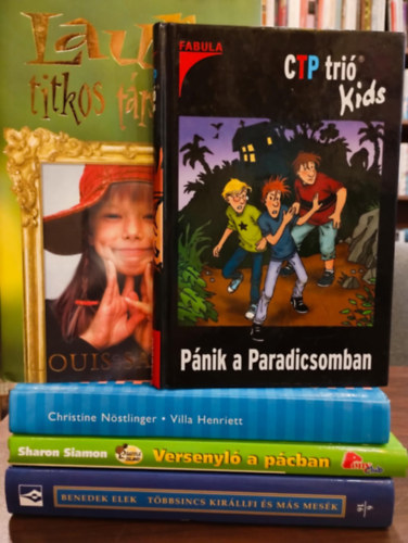 Ulf Blanck, Christine Nöstlinger, Sharon Siamon, Bendek Elek Louis Sachar - Ifjúsági irodalom 5 darabos KÖNYVMENTŐ AJÁNLAT: Laura titkos társasága, Pánik a Paradicsomban, Villa Henriett, Versenyló a pácban, Többsincs királyfi