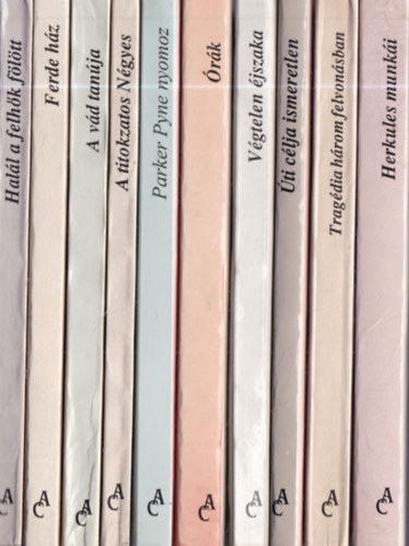 Agatha Christie - 10 db. Agatha Christie: Halál a felhők fölött + Ferde ház + A vád tanúja + A titokzatos Négyes + Parker Pyne nyomoz + Órák + Végtelen éjszaka + Úti célja ismeretlen + Tragédia három felvonásban + Herkules munkái