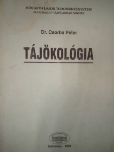 Dr. Csorba Pter - Tjkolgia / Jegyzet /