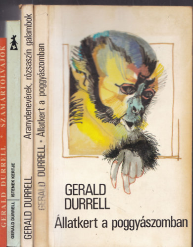 4db. Gerald Durrell ktet: llatkert a poggyszomban + Aranydenevrek, rzsaszn galambok + Istenek kertje + Szamrtolvajok