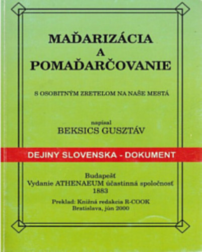 Beksics Gusztv - Madarizcia a Pomadarcovanie s Osobitnym Zretel'om na nase mest