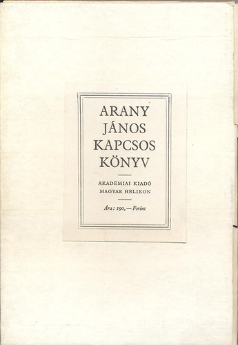 Arany János - Kapcsos könyv - Hasonmás kiadás