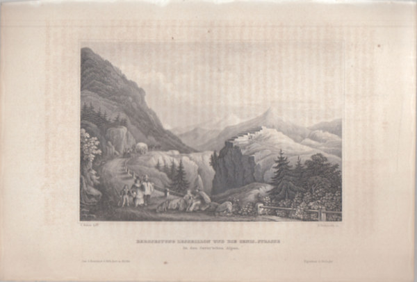 Bergfestung Lesseillon und die Cenis-strasse in den Savoy'schen Alpen (L'Esseillon g�t �s a Cenis �t a Savoyai Alpokban, Franciaorsz�g, Eur�pa) (16x23,5 cm lapm�ret� eredeti ac�lmetszet, 1856-b�l)