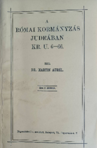 Dr. Martin Aurl - A rmai kormnyzs Judeban Kr. u. 6-66.