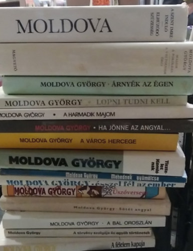 Moldova Gy�rgy - 15 db-os K�NYVMENT� AJ�NLAT, t�nyirodalom: A f�lelem kapuja+ A t�rv�ny szolg�ja �s egy�b t�rt�netek+ A  Bal oroszl�n+ S�t�t angyal+ �sz�verseny+ �sszel f�l az ember+ M�hednek gy�m�lcse+ Tisztelet Koml�nak+ A v�ros hercege+ Ha