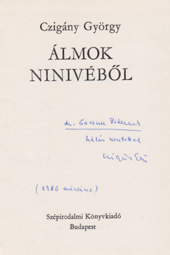 Czigny Gyrgy - lmok Ninivbl (Dediklt)