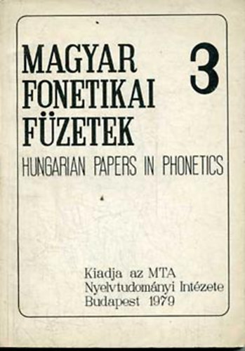 Magyar fonetikai fzetek 3.