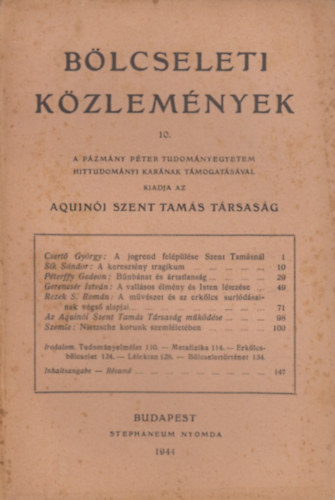 Bölcseleti közlemények 10. (1944)