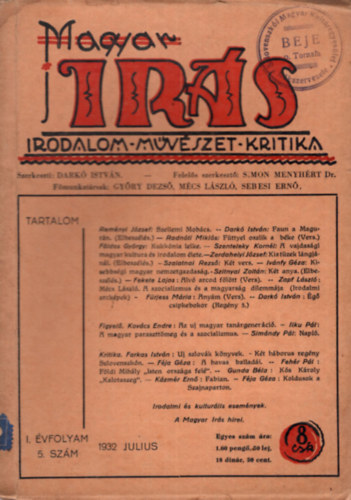 Dark� Istv�n - Magyar �r�s 1932 I. �vf. 5. sz�m