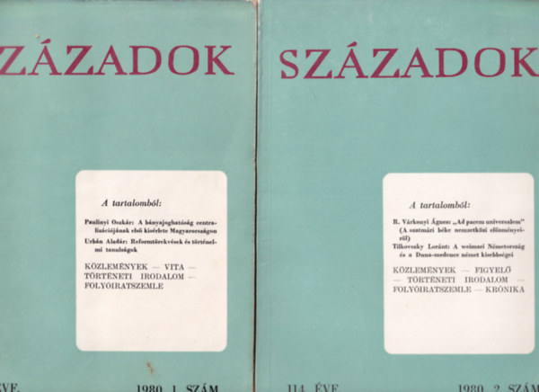 Liptai Ervin  (szerk.) - Szzadok 1980/1-6. szmok. - (teljes vfolyam.)