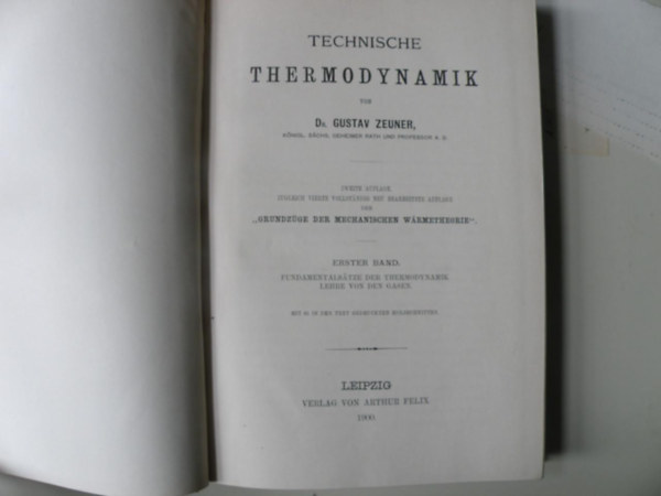 Dr. Gustav Zeuner - Technische thermodynamik (Mszaki termodinamika nmet nyelven)