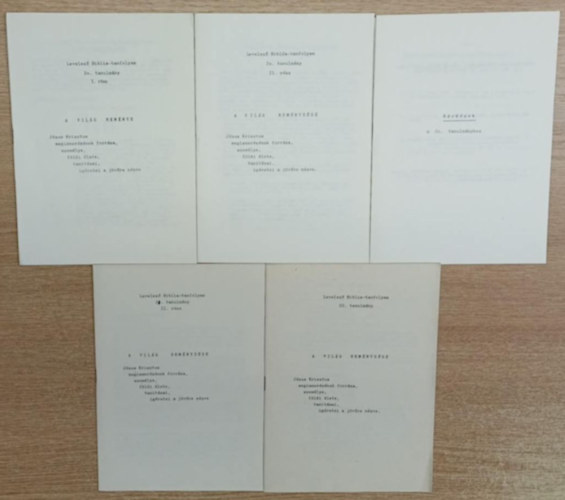 Levelez Biblia-tanfolyam 20., 21., 22. tanulmn (5 ktetben)