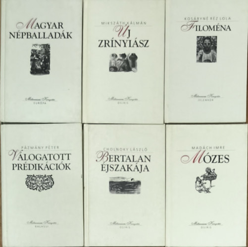 Pázmány Péter, Madách Imre, Kosáryné Réz Lola, Mikszáth Kálmán Cholnoky László - 6db mű a Millenniumi Könyvtár sorozatból - Bertalan éjszakája, Válogatott prédikációk, Mózes, Magyar népballadák, Filoména, Új zrínyiász