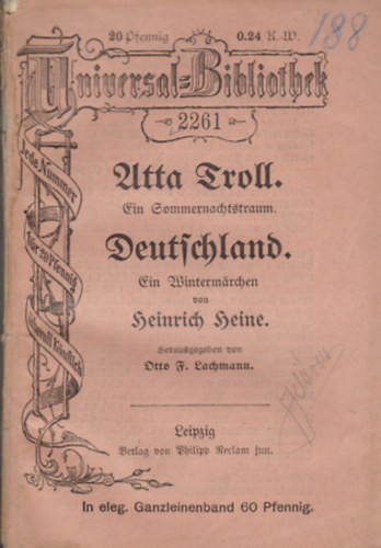 Heinrich Heine - Atta Troll - Ein Sommernachtstraum, Deutschland - Ein Wintermrchen