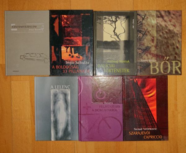 Jenny Erpenbeck, Svetislav Basara, Arnon Grünberg, Ingo Schulze, Andrej Blatnik, Andrej Stasiuk Nenad Velickovic - 7 kötet a JAK Világirodalmi sorozatából: Galíciai történetek, Bőr, A boldogság 33 pillanata, Fantomfájdalom, feljegyzések a biciklistákról, A lelenc, Szarajevói capriccio