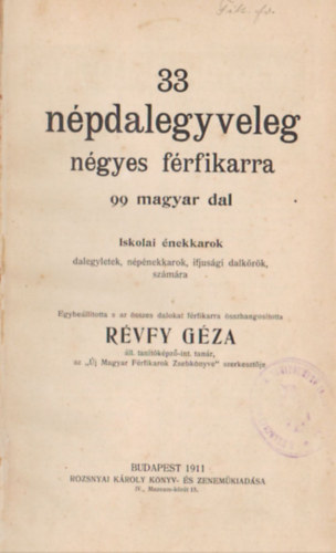 Rvfy Gza - 33 npdalegyveleg ngyes frfikarra  ( 99 magyar dal )