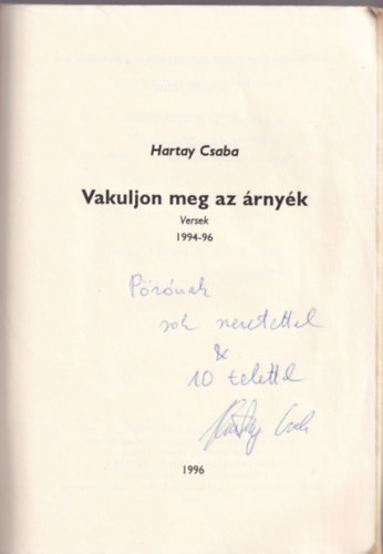 Hartay Csaba - Vakuljon meg az �rny�k