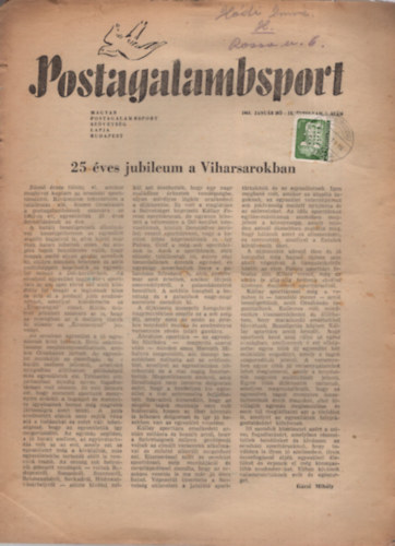 Ha�sz Ferenc - Postagalambsport 1963. IX. �vfolyam janu�r, febru�r, m�rcius (3 sz�m)