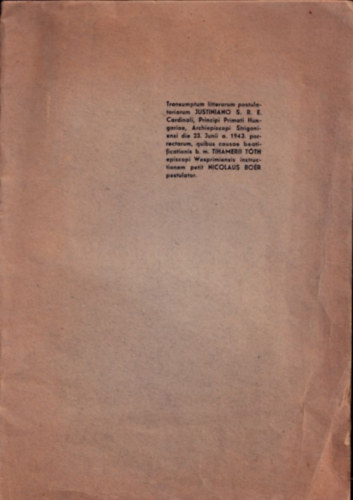 Tihamerii T�th - Litterae Postulatoriae