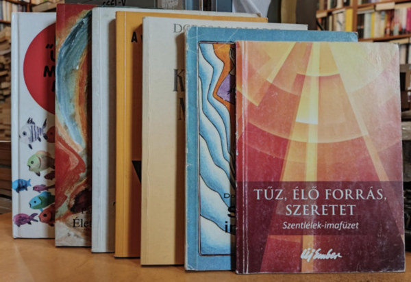 Dobos Marianne, Dom G.M. Oury O.S.B., Erich Sauer, Pal�nkay Gausz Tibor S. J., Bajtai Zsigmond, Vlad�r G�bor Fellegi B�la  Katona Istv�n (szerk.) - 7 db kereszt�ny k�tet: T�z, �l� forr�s, szeretet;A sz�vek k�teless�ge megmarad; Sz�zadok im�ds�gai; A vil�gmegv�lt�s hajnalp�rja; �letfeladatunk Krisztus; Tal�lkoz�saink J�zussal; "Utaid, Uram, mutasd meg!"