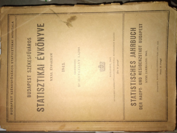 Dr. Illyefalvi I. Lajos  (szerk.) - Budapest sz�kesf�v�ros statisztikai �vk�nyve 1943.