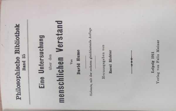 David Hume - Eine Untersuchung �ber den menschlichen Verstand