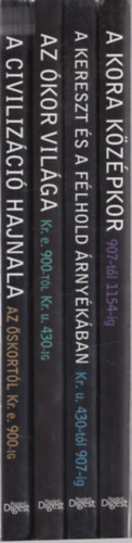 4 db Reader's Digest Kpes Vilgtrtnelem: A kora kzpkor 907-tl 1154-ig + A kereszt s a flhold rnykban Kr. u. 430-tl 907-ig + Az kor vilga Kr.e. 900-tl Kr.u. 430-ig + A civilizci hajnala Az skortl Kr.e. 900-ig