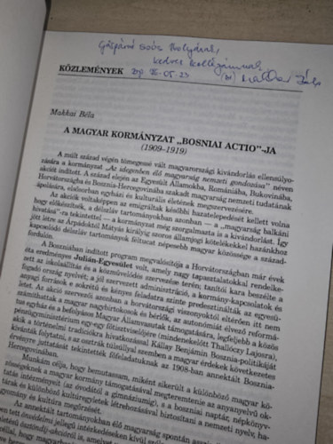 Makkai Bla - Szzadok - A Magyar Trtnelmi Trsulat folyirata - Klnlenyomat 2. szm: A magyar kormnyzat "Bosniai Actio"- ja ( Makkai Bla dediklta)