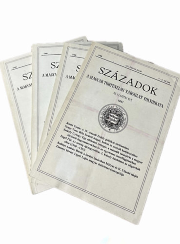 Magyar Trtnelmi Trsulat - Szzadok - 122. vfolyam -1988 -1-6. szm (4db, teljes vfolyam, lapszmonknt)