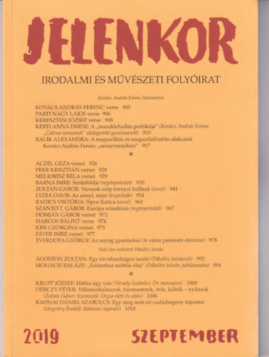 �goston Zolt�n - Jelenkor - Irodalmi �s m�v�szeti foly�irat - 2019. szeptember