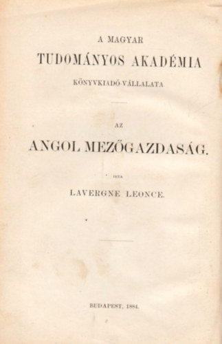 Lavergne Leonce - Az angol mezgazdasg