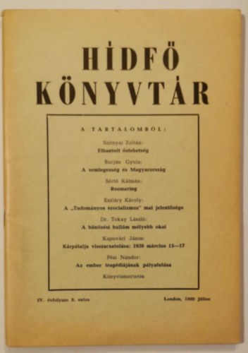 H�df� K�nyvt�r IV. �vfolyam 3. sz�m