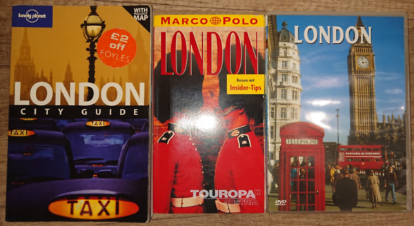 2 tiknyv Londonrl s egy ajndk DVD: London City Guide (Lonely Planet - EN), London (MArco Polo) + London (DVD)
