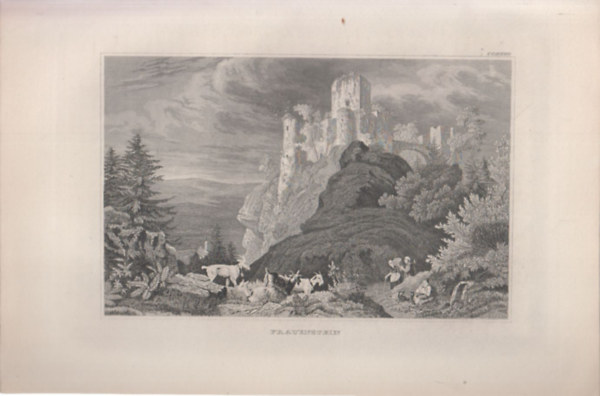 Frauenstein (Frauenstein v�ra, N�metorsz�g, Eur�pa) (16x23,5 cm m�ret� eredeti ac�lmetszet, 1856-b�l)
