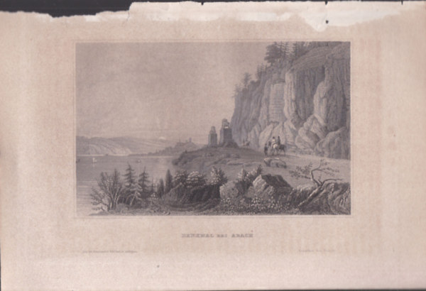 Denkmal bei Abach (Emlékmű az Abach folyó mentén, Németország, Európa) (16x23,5 cm lapméretű eredeti acélmetszet, 1856-ból)