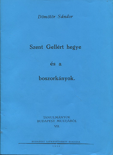 Dömötör Sándor - Tanulmányok Budapest Multjából VII. - Szent Gellért hegye és a boszorkányok