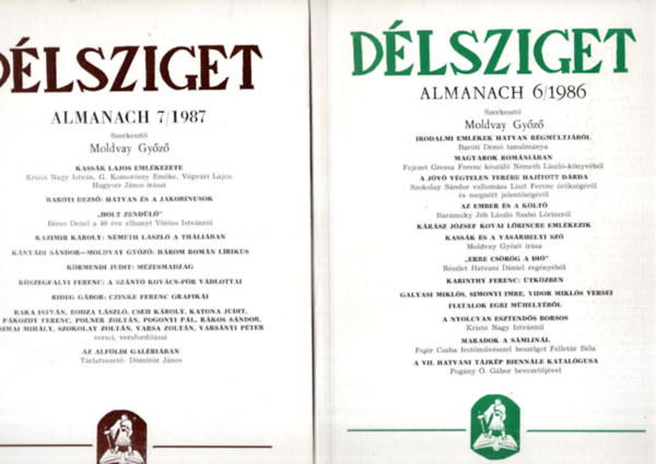 Moldvay Gyz - Dlsziget helytrtneti, mvszeti folyirat  ( 5 db egytt ) 1986/6., 1987/7., 1987/8., 1988/12., 1988/12 szmok