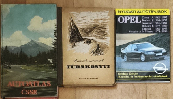 Ocskay Zoltán - 2db retro autóskönyv + ajándék mű - Autósok, motorosok túrakönyve, Autoatlas (többnyelvű) + Nyugati autótípusok-Opel