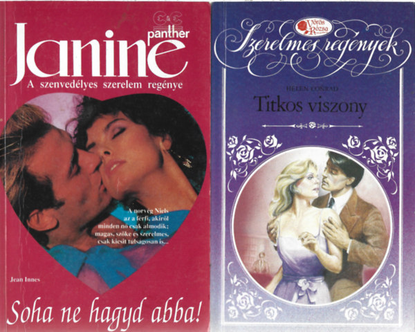 2 db könyv, Helen Conrad: Titkos viszony, Jean Innes: Soha ne hagyd abba!